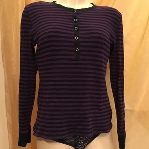 Chaps purple and black striped thermal